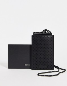 Черный кожаный чехол для телефона BOSS-Черный цвет