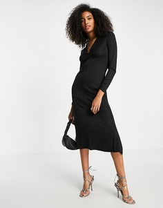 Черное платье миди с вырезом-каплей Edited Lieve-Черный цвет