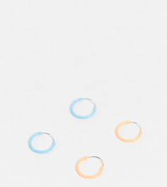 Набор из 2 пар серег-колец из стерлингового серебра с эмалевым покрытием ярких цветов Kingsley Ryan-Разноцветный