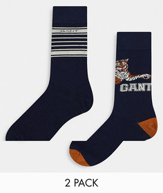 Набор из 2 пар носков с полосками и с тигром и логотипом GANT-Разноцветный