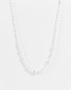 Золотистое ожерелье с искусственным жемчугом ASOS DESIGN-Золотистый