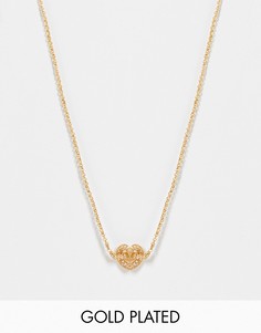 Позолоченное ожерелье с маленькой подвеской с камнями Kate Spade Loves Me Knot-Золотистый