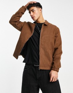 Коричневая фланелевая куртка Харрингтон (от комплекта) Topman-Коричневый цвет