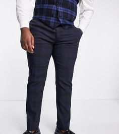 Зауженные брюки темно-синего цвета в клетку Twisted Tailor Anderson Plus-Темно-синий