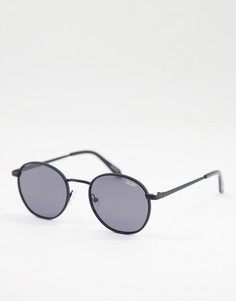Круглые солнцезащитные очки в черной оправе с дымчатыми стеклами Quay Talk Circles-Черный