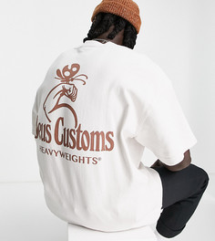 Бежевая футболка с принтом "Heavyweights" на спине Deus Ex Machina – эксклюзивно для ASOS-Светло-бежевый цвет