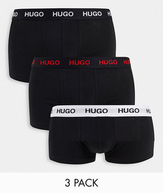 Набор из 3 боксеров-брифов черного цвета с логотипом на поясе Hugo-Черный