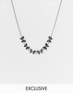 Короткое серебристое колье в стиле унисекс с бабочками Reclaimed Vintage Inspired-Серебристый