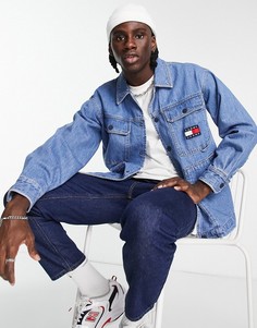 Выбеленная джинсовая куртка с фирменной нашивкой Tommy Jeans-Голубой
