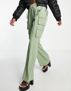 Шалфейно-зеленые брюки карго с завязками на талии I Saw It First-Зеленый цвет