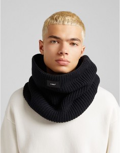 Черный вязаный шарф-снуд Bershka-Черный цвет