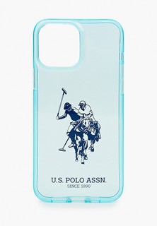 Чехол для iPhone U.S. Polo Assn. 13 Pro Max TPU FLUO Logo Big horse Hard Light blue
