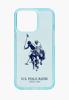 Чехол для iPhone U.S. Polo Assn. 13 Pro TPU FLUO Logo Big horse Hard Light blue