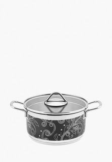 Кастрюля Elan Gallery 3,1 л ГАРМОНИЯ ВКУСА Серебро с крышкой D20 с деколем на черном