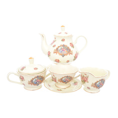 Чайный сервиз на 6 персон 15 предметов розы (royal classics) белый