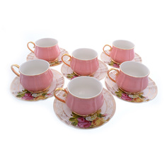 Набор чайных пар розовый тюльпан 200 мл (6 шт) (royal classics) розовый