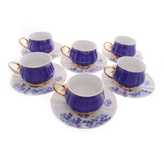 Набор чайных пар синий тюльпан 200 мл (6 шт) (royal classics) синий