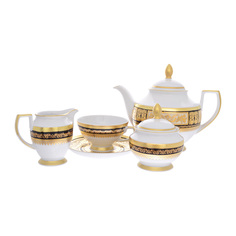 Чайный сервиз constanza tosca black gold 6 персон 17 предметов (falkenporzellan) золотой