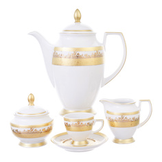 Кофейный сервиз white gold 6 персон 17 предметов (falkenporzellan) золотой