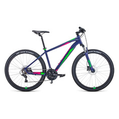 Велосипед FORWARD Apache 27,5 3.0 Disc (2021), горный (взрослый), рама 19", колеса 27.5", фиолетовый/зеленый, 13.9кг [rbkw1m67q039]