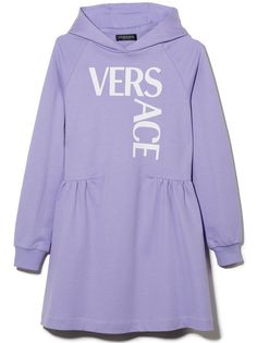 Versace Kids платье с капюшоном и логотипом