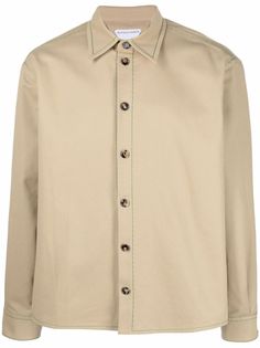 Bottega Veneta рубашка с контрастной строчкой и длинными рукавами