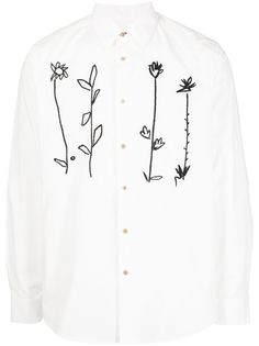 PAUL SMITH рубашка с длинными рукавами и цветочной вышивкой
