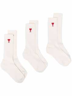 AMI Paris комплект из трех пар носков с вышитым логотипом