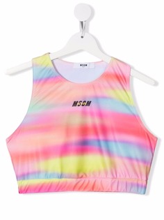 MSGM Kids укороченный топ с абстрактным принтом
