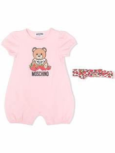 Moschino Kids комплект из ромпера и повязки на голову с принтом Teddy