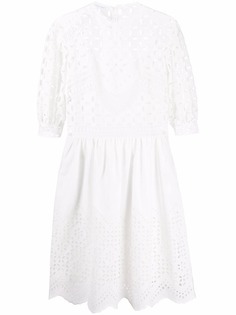 Alberta Ferretti платье с объемными рукавами и английской вышивкой
