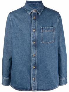A.P.C. джинсовая рубашка с эффектом потертости