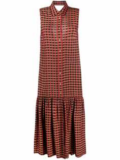 Uma Wang клетчатое платье-рубашка с баской