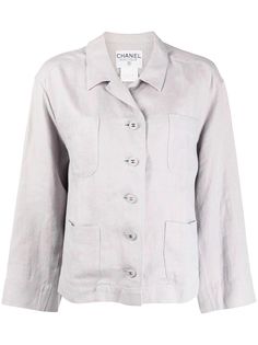 Chanel Pre-Owned льняная куртка-рубашка 1996-го года с логотипом CC