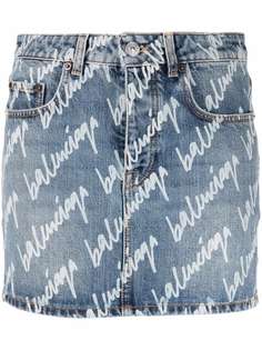 Balenciaga джинсовая юбка мини с логотипом