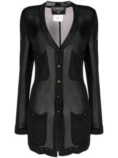 Chanel Pre-Owned полупрозрачный кардиган с приспущенными плечами 1995-го года