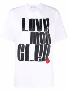 Moncler футболка с надписью и нашивкой-логотипом