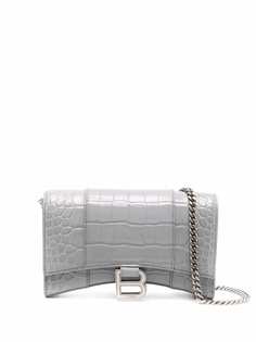 Balenciaga клатч Hourglass с тиснением под кожу крокодила