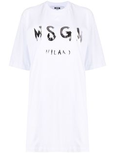 MSGM платье-футболка с логотипом металлик