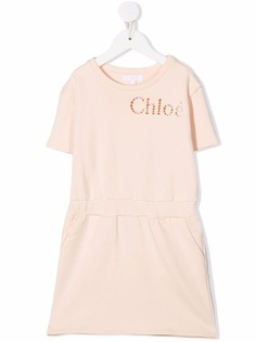 Chloé Kids платье-футболка с вышитым логотипом