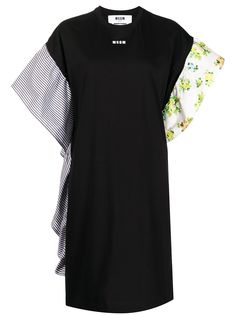 MSGM платье-футболка в технике пэчворк