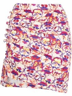 Paco Rabanne юбка с драпировкой и цветочным принтом