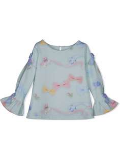 Lapin House блузка с расклешенными манжетами и принтом