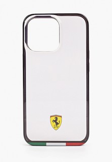 Чехол для iPhone Ferrari 13 Pro, PC/TPU Italia stripe Hard Transparent/Black