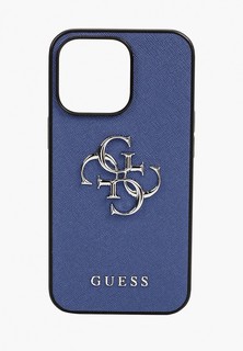 Чехол для iPhone Guess 13 Pro, PU Saffiano 4G Big metal logo Blue