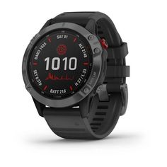 Умные часы Garmin FENIX 6 Pro Solar с черным ремешком (серый)