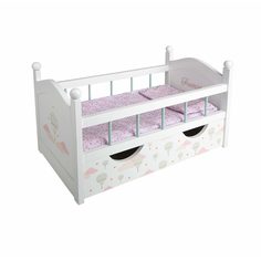 Кукольная мебель Arias Кроватка с ящиком с подушкой и матрасом (бело-розовый)