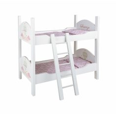 Кукольная мебель Arias Двухярусная кроватка с подушкой и матрасом (бело-розовый)