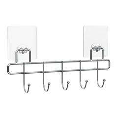 Крючки и планки для ванной комнаты планка с 5 крючками KLIEBER Lite на силиконовом креплении хром Kleber