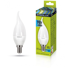 Светодиодная лампа ergolux led-ca35-9w-e14-4k свеча на ветру, 9вт, e14, 4500k, 180-240в 14227